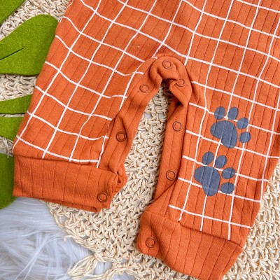 Conj. Body Manga Longa e Jardineira Tigrinho - Ferrugem